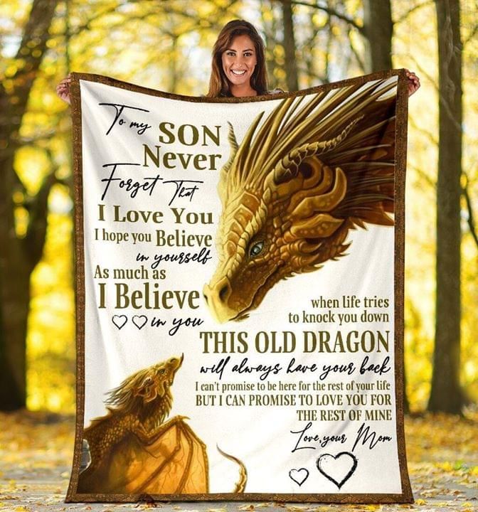 To My Son Never Forget That I Love You Your Mom Dragon Fleece Blanket