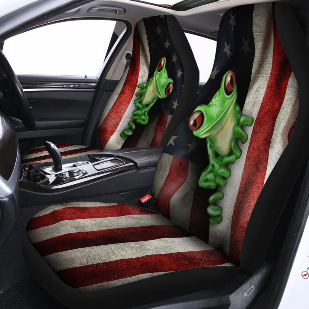 Frog American Flag Car Seat Cover PANCSC0016