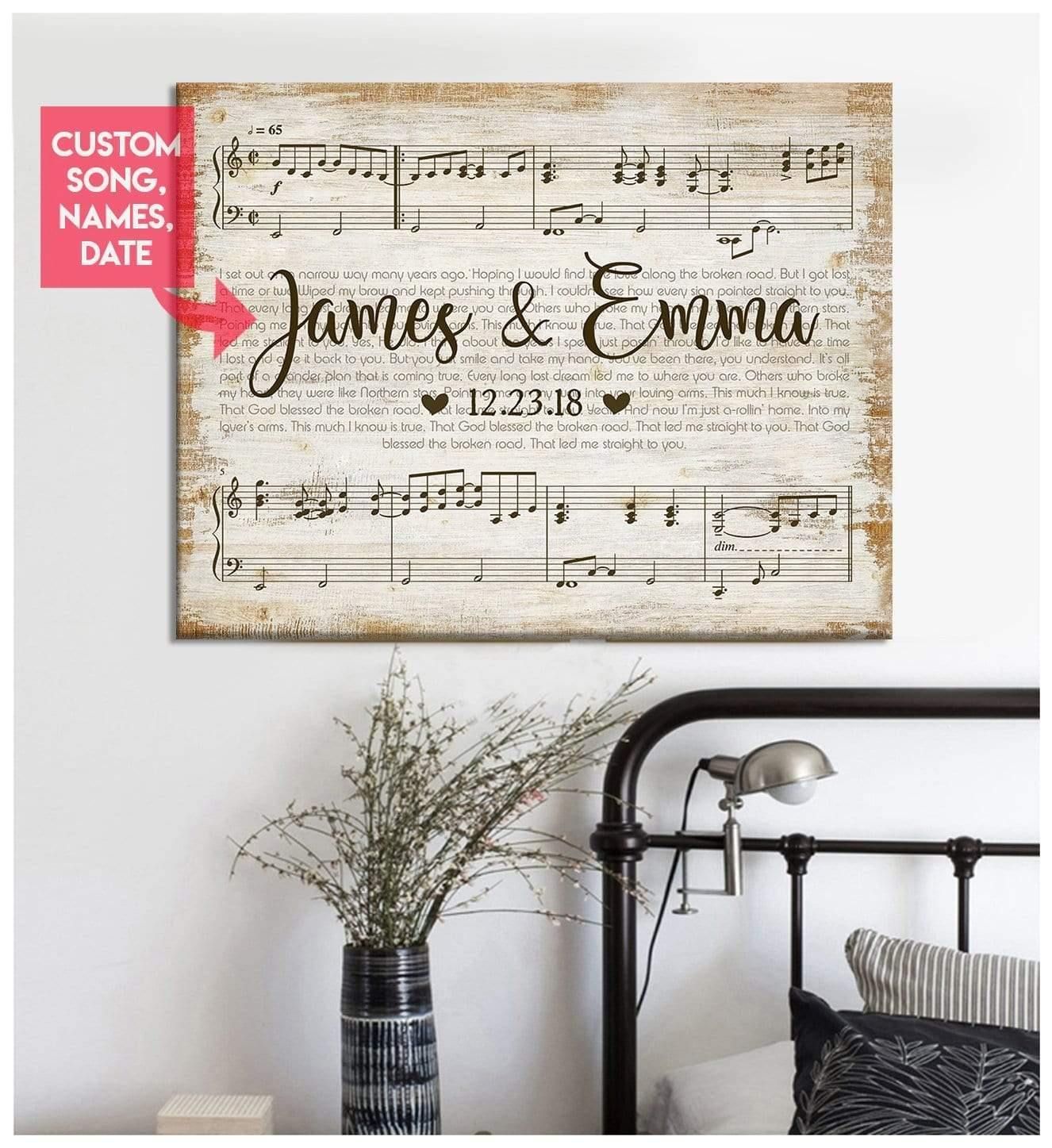 Personalized Gift For Couple Sheet Song Poster