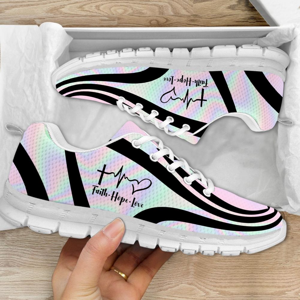 Faith Hope Love Heart Beat Nurse Pink Sneaker Shoes PANSNE0065