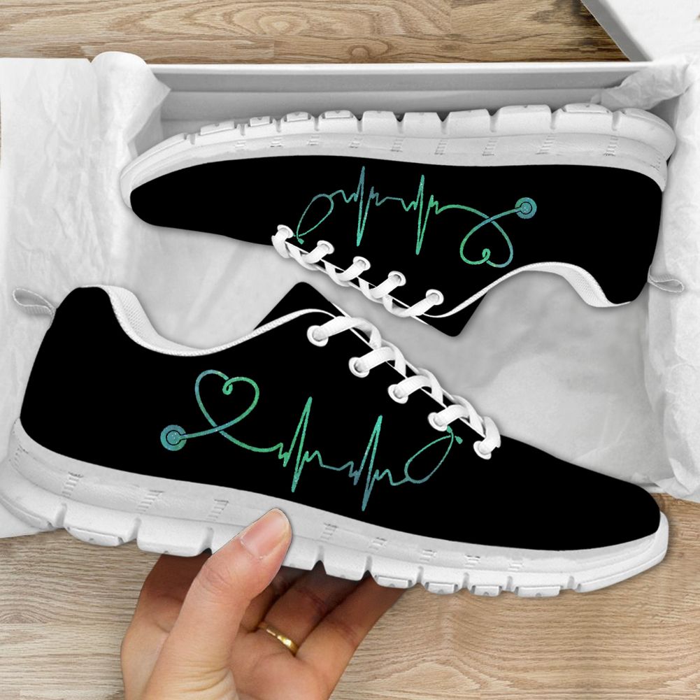 Heart Beat Nurse Black Sneaker Shoes PANSNE0051