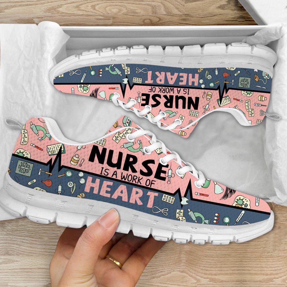 Nurse Is A Work Of Heart Pink Sneaker Shoes PANSNE0079