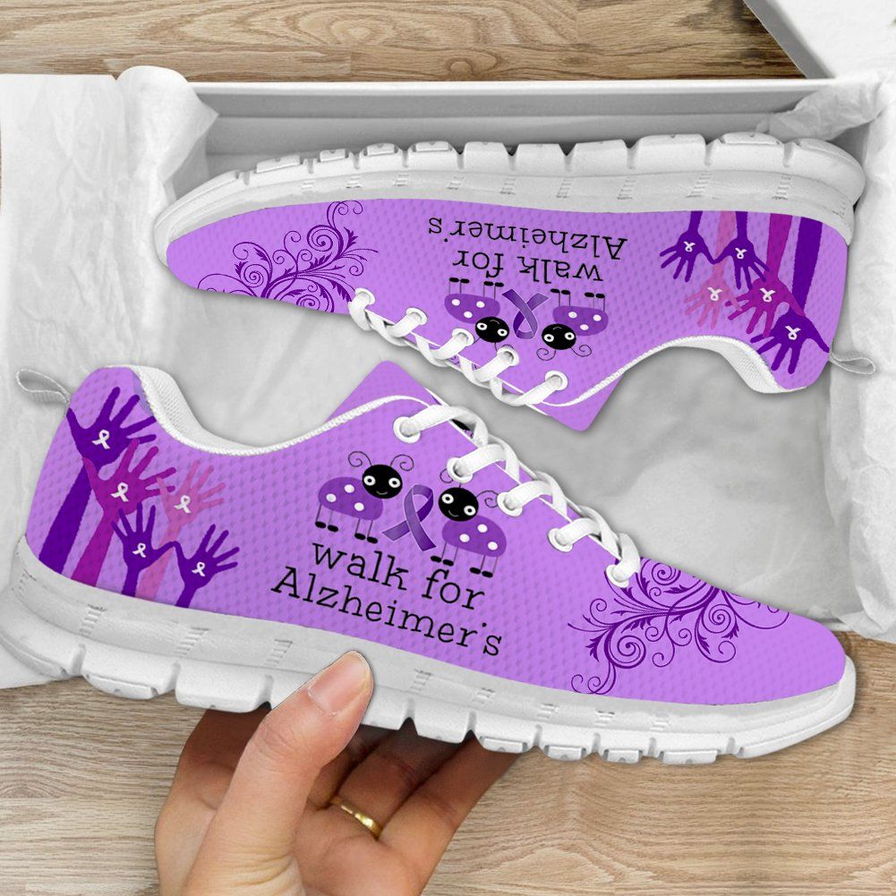 Walk For Alzheimer's Hands Purple Sneaker Shoes PAN