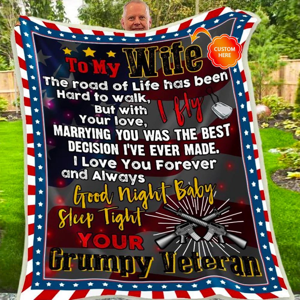 Personalized Gift For Wife Veteran Fleece Blanket The Road Of Life Has Been Hard To Walk