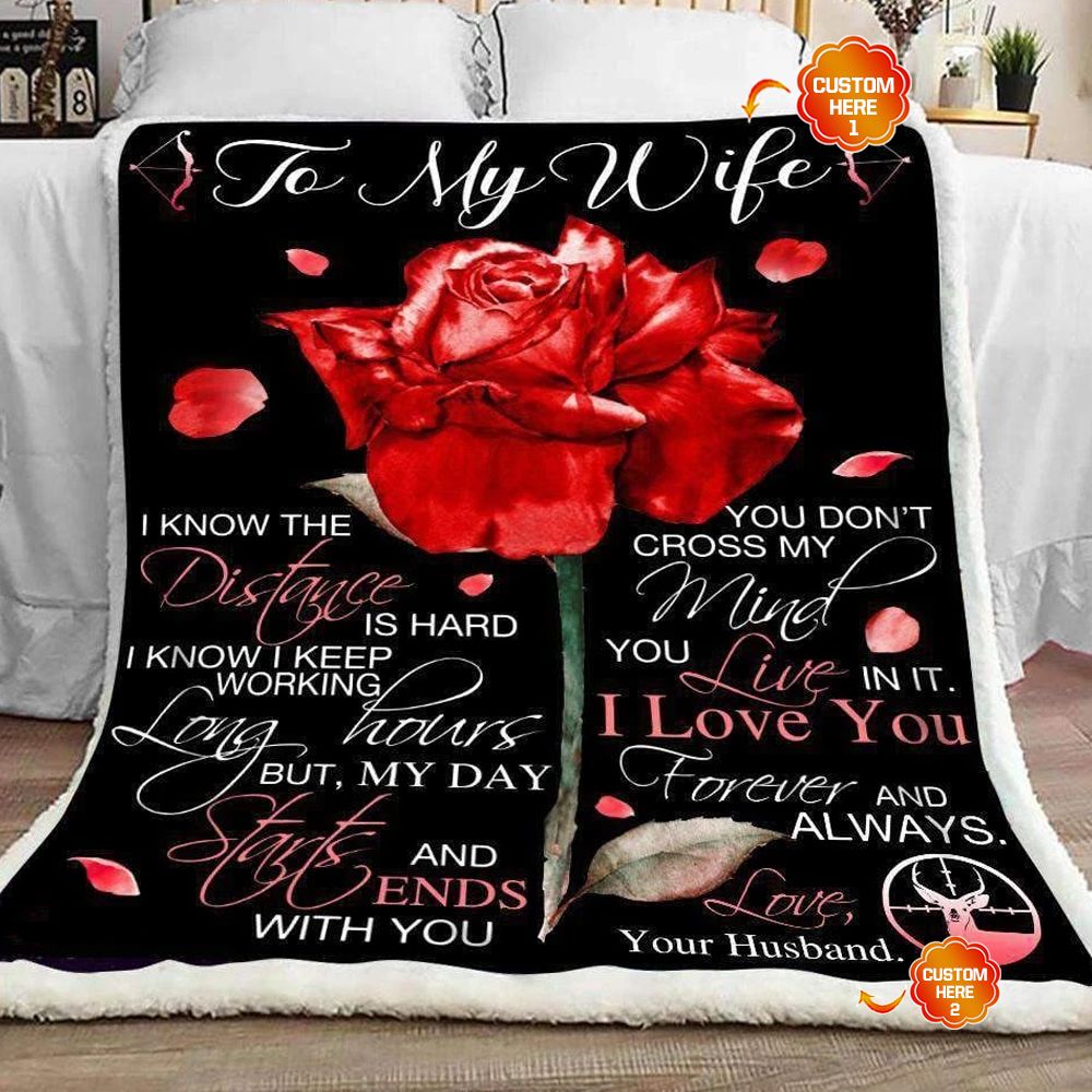 Personalized Gift For Wife Rose Fleece Blanket I Know The Distance Is Hard