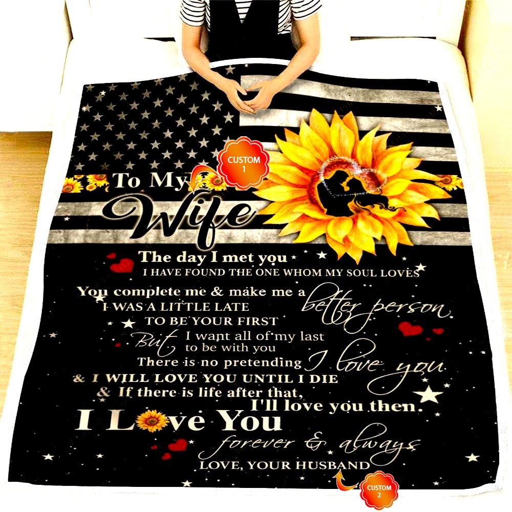 Personalized Gift For Wife Sunflower Fleece Blanket The Day I Met You I Found My Soul Loves