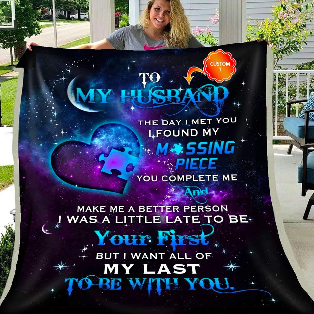 Personalized Gift For Husband Heart Fleece Blanket The Day I Met You I Found My Missing Piece