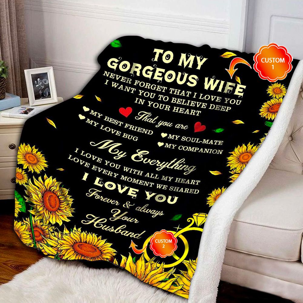 Personalized Gift For Couple Sunflower Fleece Blanket Never Forget That I Love You