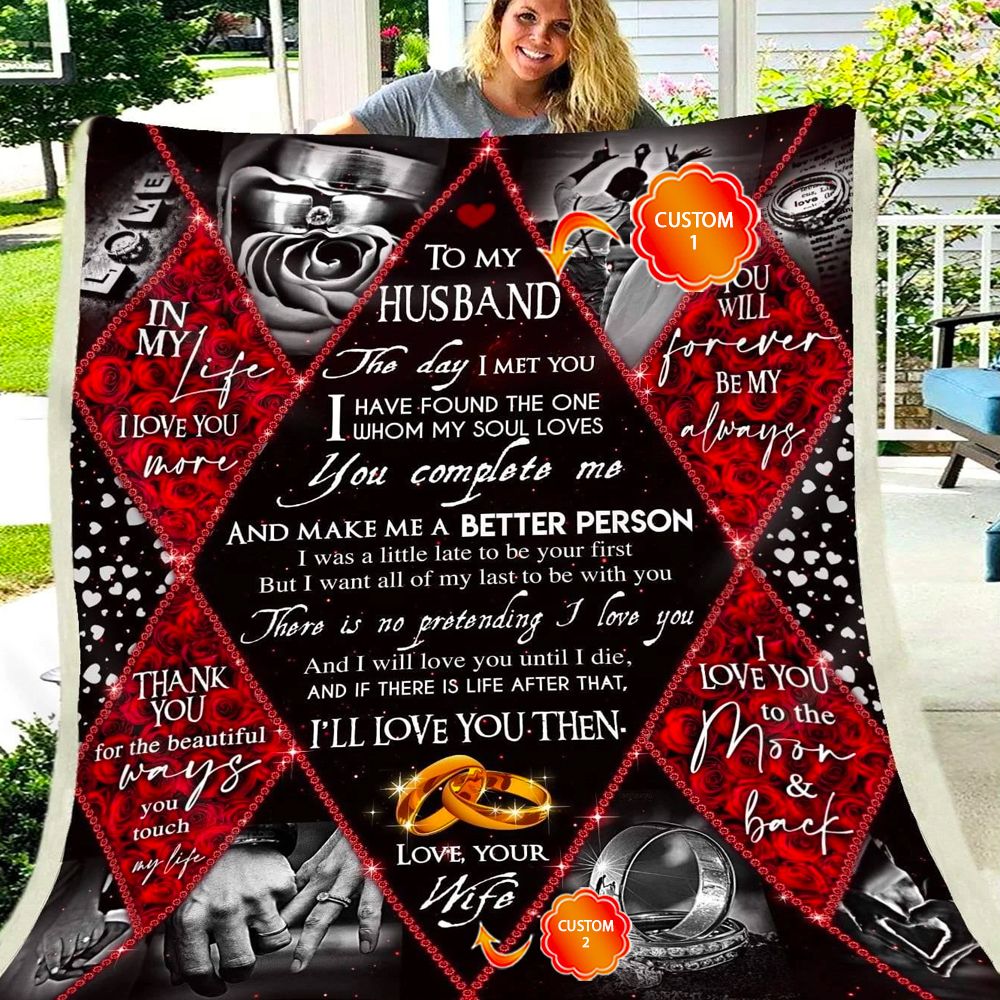 Personalized Gift For Husband Rose Fleece Blanket  The Day I Met You I Found My Soul Loves