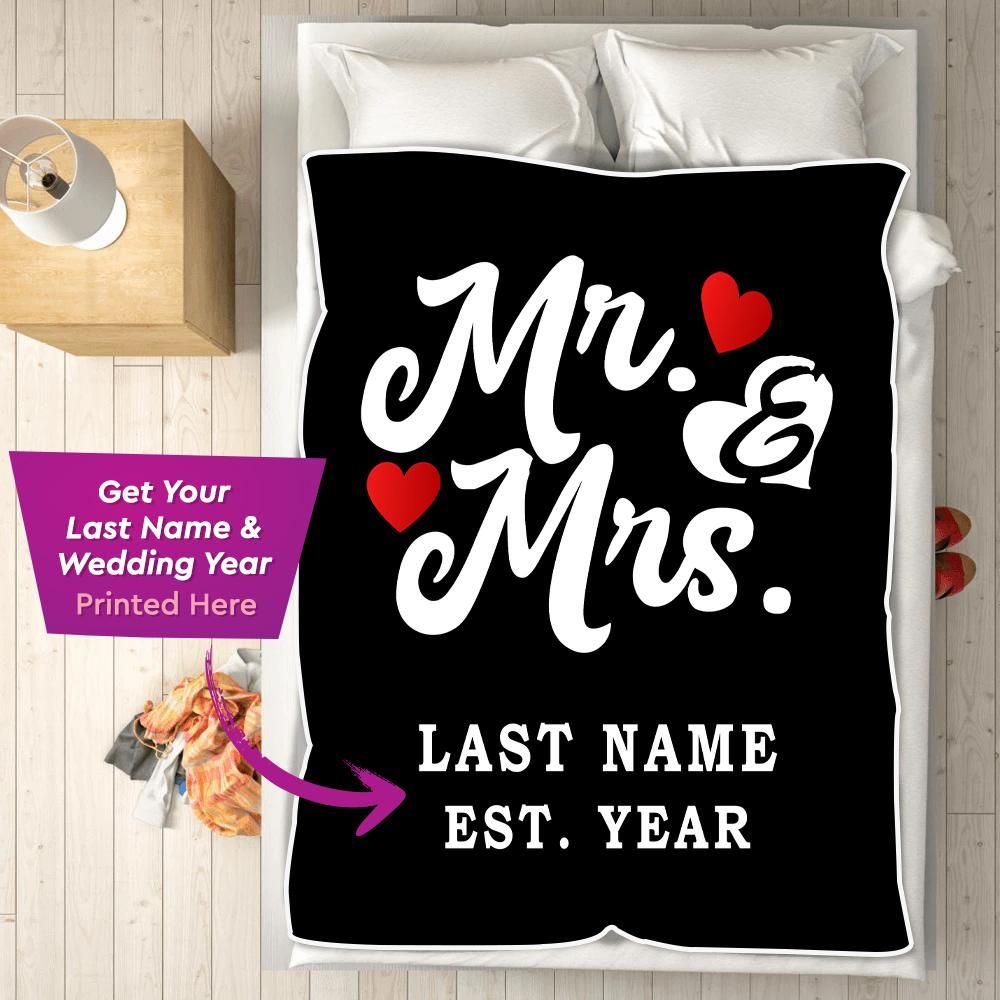 Personalized Gift For Couple Fleece Blanket Mr And Mrs