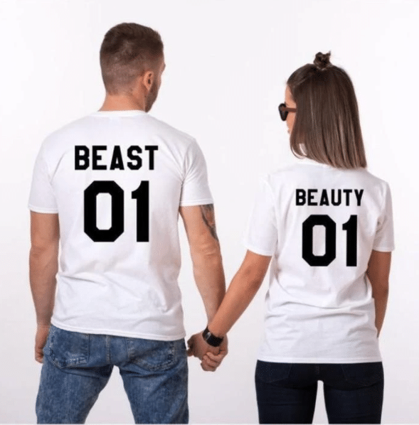 Personalized Gift For Couple T-shirt Beast 01 And Beauty 01