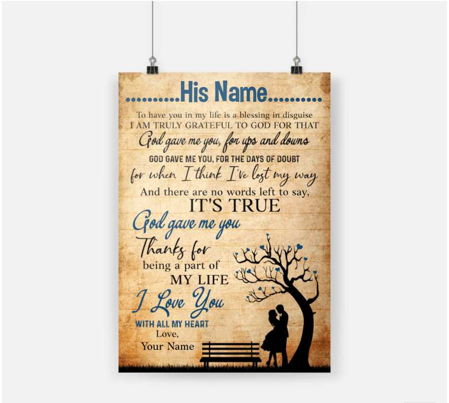 Personalized Gift For Couple Poster To Have You In My Life Is A Blessing In Disguise