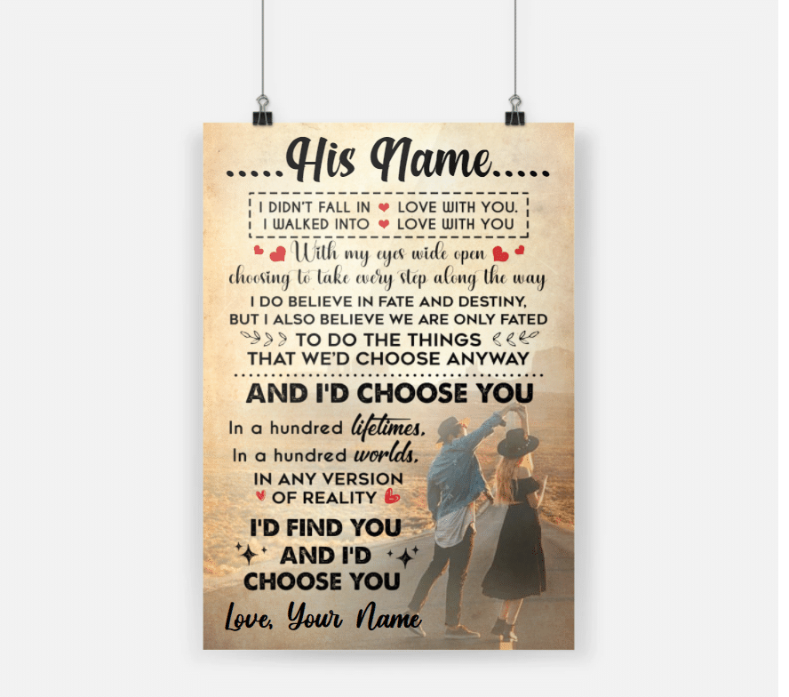Personalized Giff For Couple Poster I Didnt Fall In Love With You I Walked Into Love With You