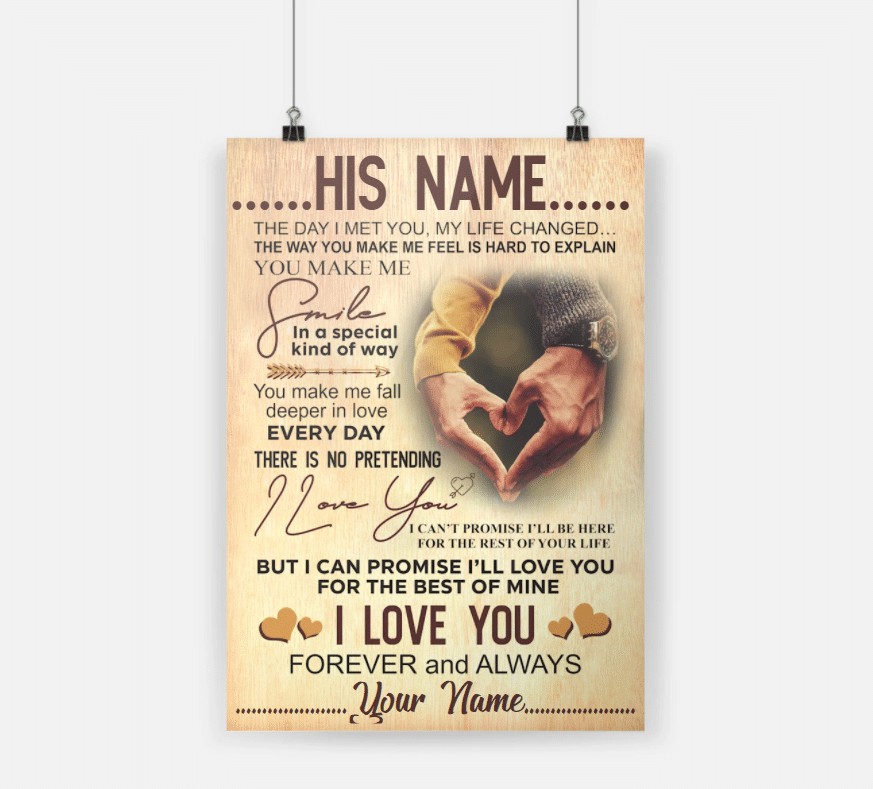 Personalized Gift For Couple Vertical Poster The Day I Met You My Life Changed PAN