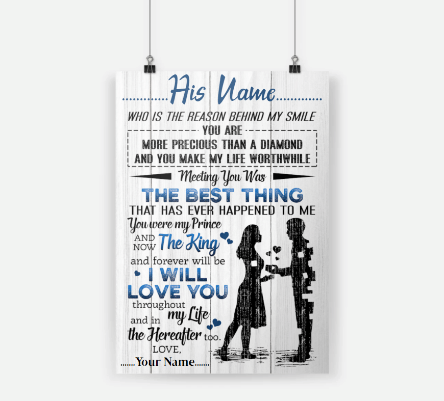 Personalized Gift For Couple Poster You Are The Reason Behind My Smile