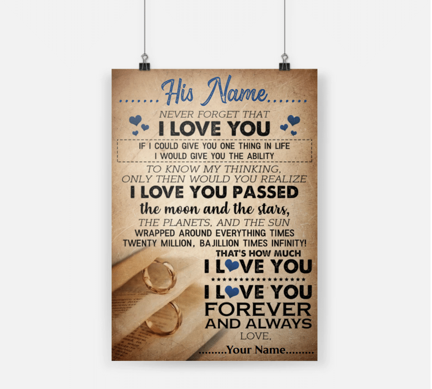 Personalized Gift For Couple Poster I Love You Passed The Moon And The Stars