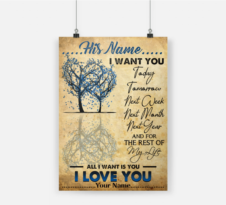 Personalized Gift For Couple Poster I Want You Today Tomorrow Next Week