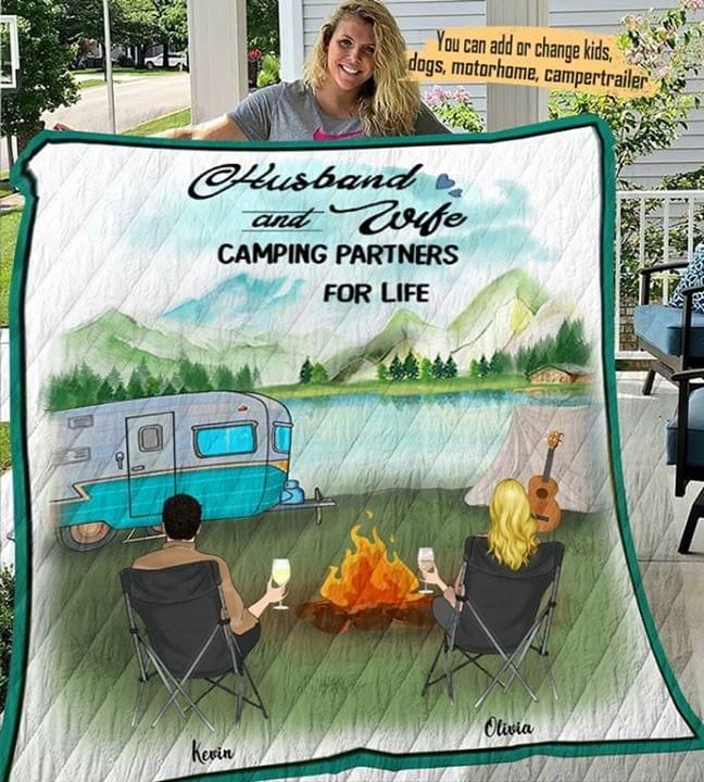 Personalized Gift For Couple Quilt Husband And Wife Camping Partners For Life