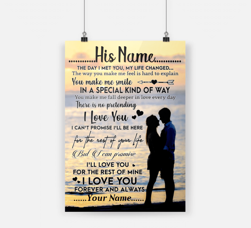 Personalized Gift For Couple Beach Poster The Day I Met You My Life Changed PAN