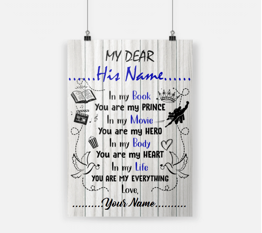 Personalized Gift For Couple Poster In My Book You Are My Prince