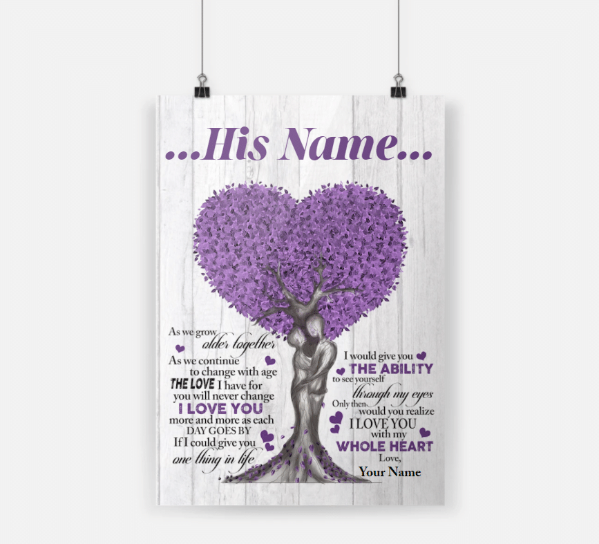 Personalized Gift For Couple Heart Tree Purple Poster As We Grow Older Together