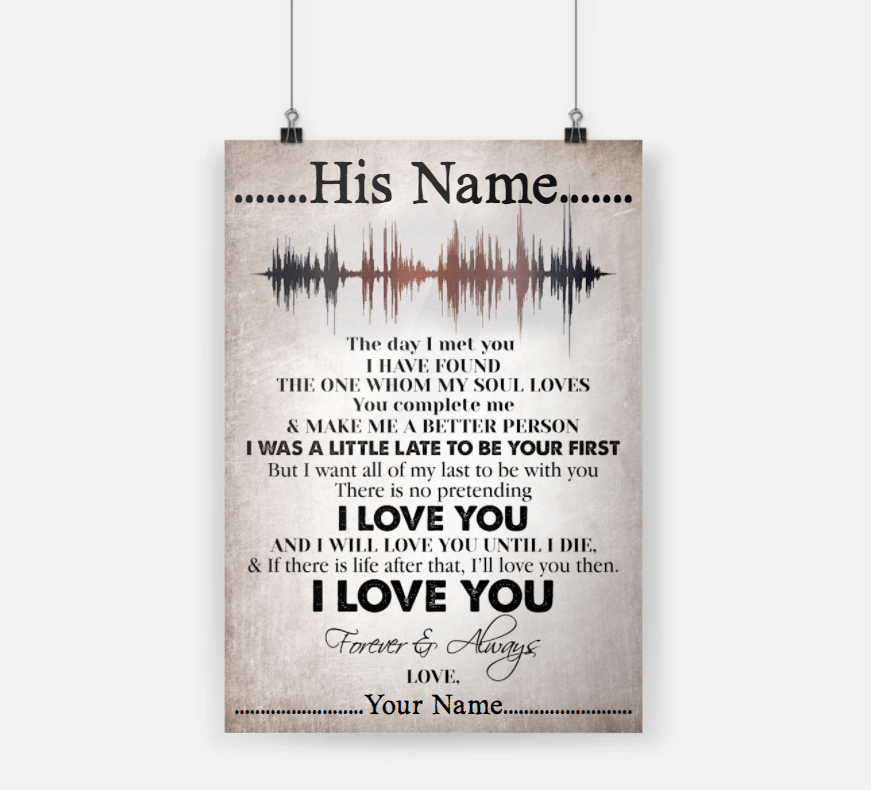Personalized Gift For Couple  Heart Beat Poster The Day I Met You I Have Found My Soul Loves