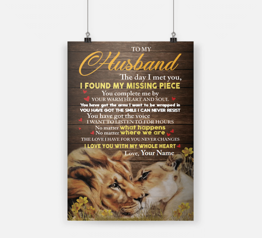 Personalized Gift For Husband Lion Poster The Day I Met You I Found My Missing Piece