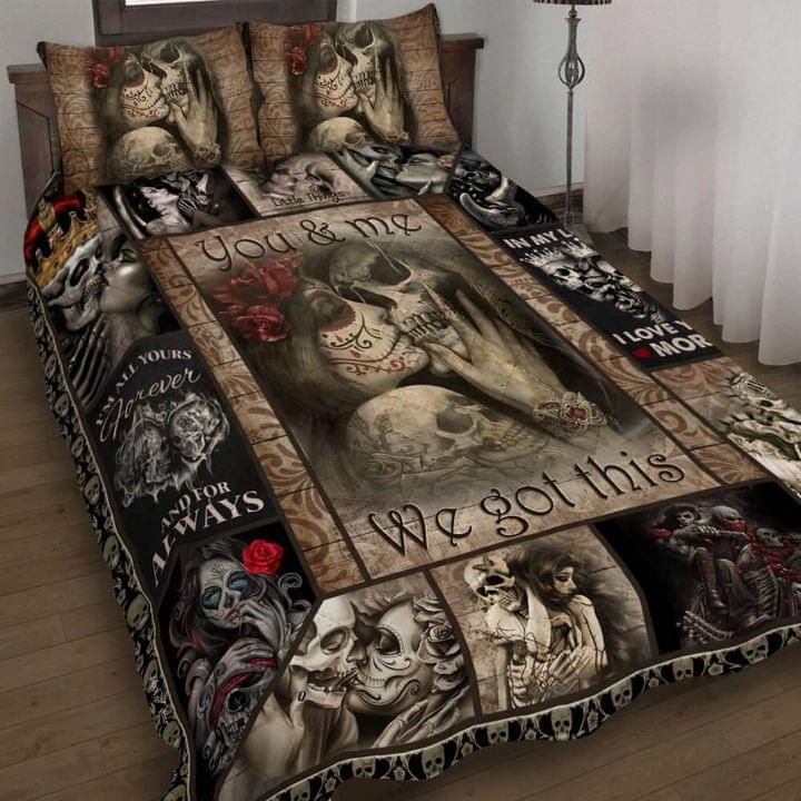 Valentine Day Gifts For Couple Skull Quilt Set You And Me We Got This PANQBS0043