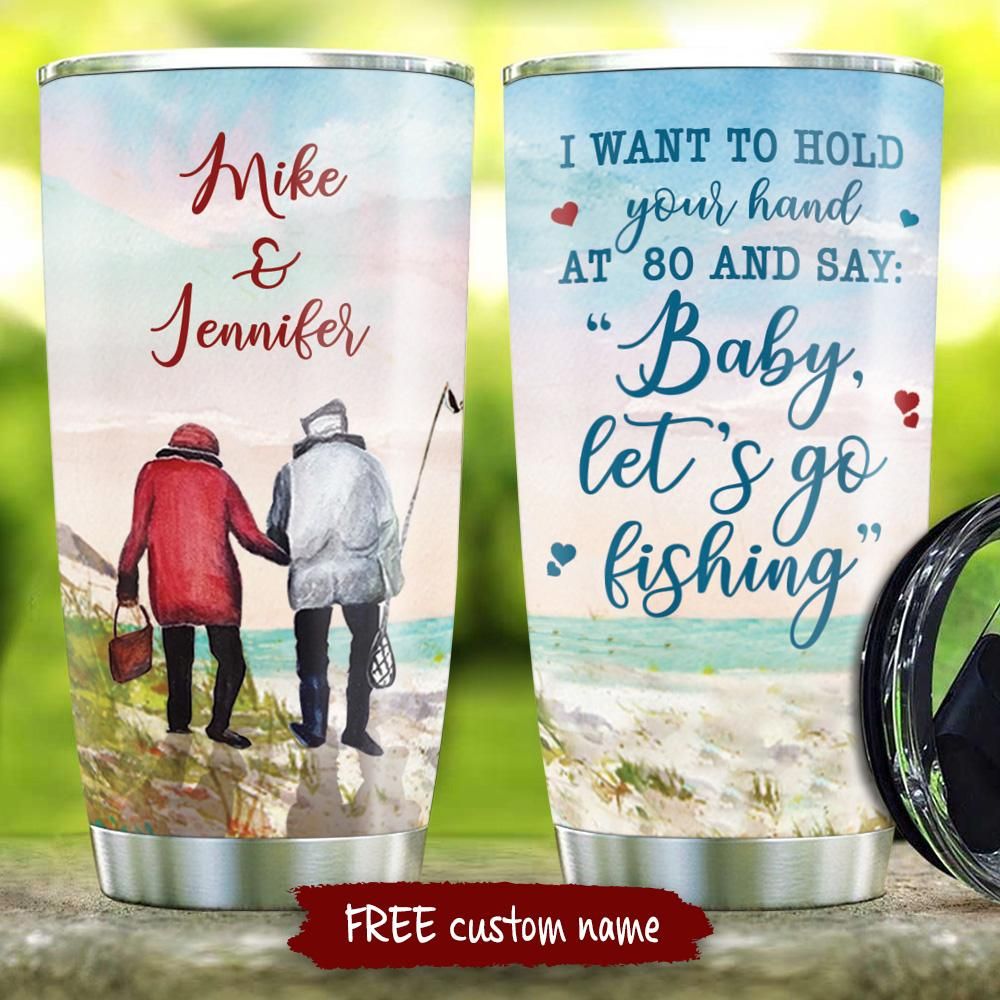 Personalized Gift For Couple Fishing Tumbler Baby Let's Go Fishing