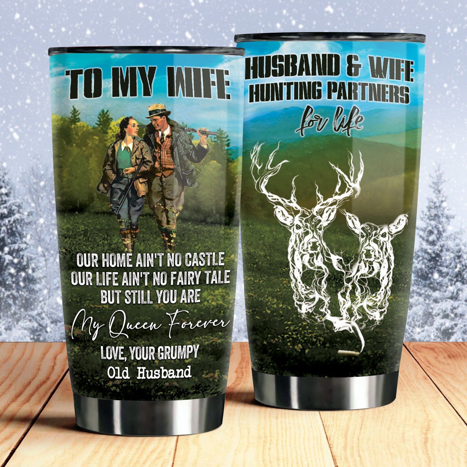 Personalized Gift For Wife Hunting Tumbler Partners For Life