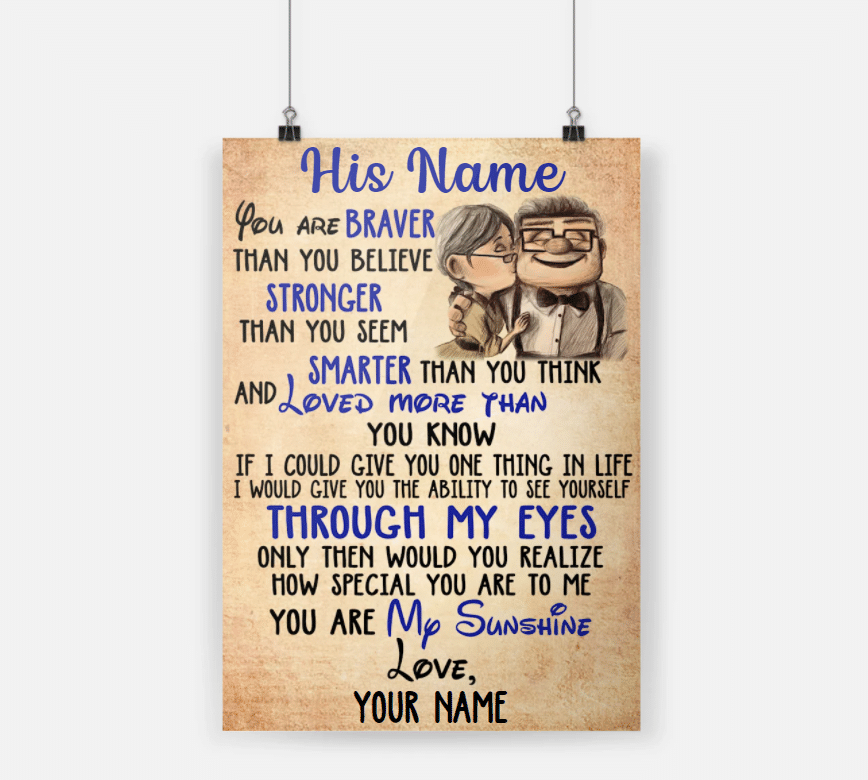 Personalized Gift For Couple Blue Poster You Are Braver Than You Believe
