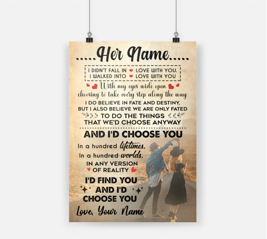 Personalized Anniversary Giff For Couple Poster I Didnt Fall In Love With You I Walked Into Love With You PAN