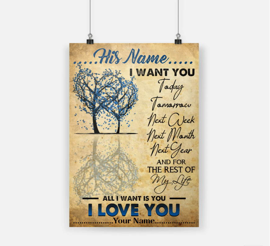 Personalized Gift For Couple Tree Poster I Love You Today Tomorrow Next Week