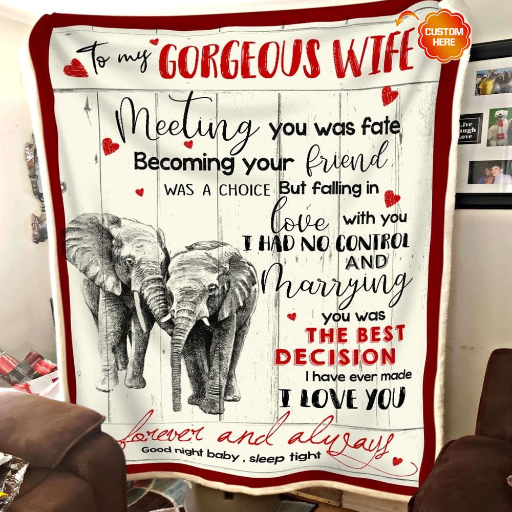 Personalized Gift For Couple Elephant Fleece Blanket Meeting You Was Fate