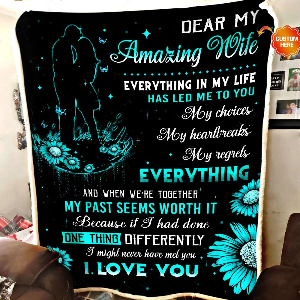 Personalized Gift For Couple Sunflower Fleece Blanket Everything In My Life Has Led Me To You