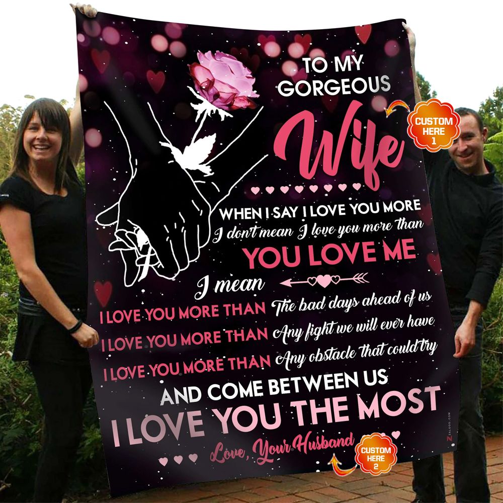 When I Say I Love You More  Valentine Gift For Couple Personalized Fleece Blanket