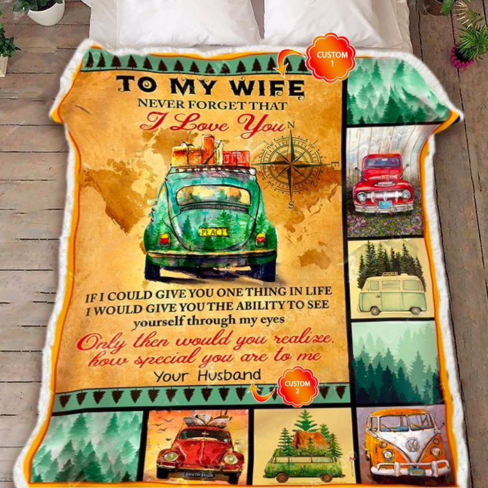 Personalized Gift For Wife Hippie Fleece Blanket Never Forget That I Love You If I Could Give You One Thing