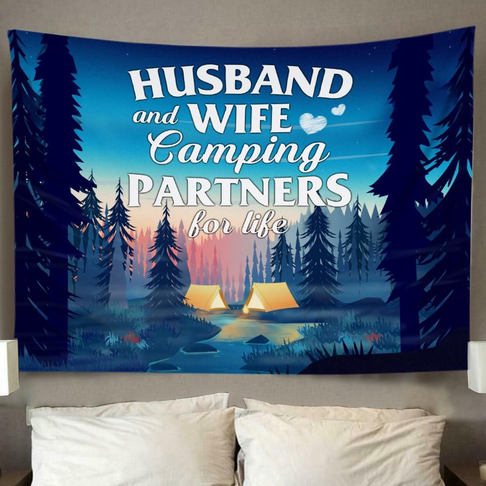 Personalized Gift For Couple Tapestry Husband And Wife Camping Partners For Life