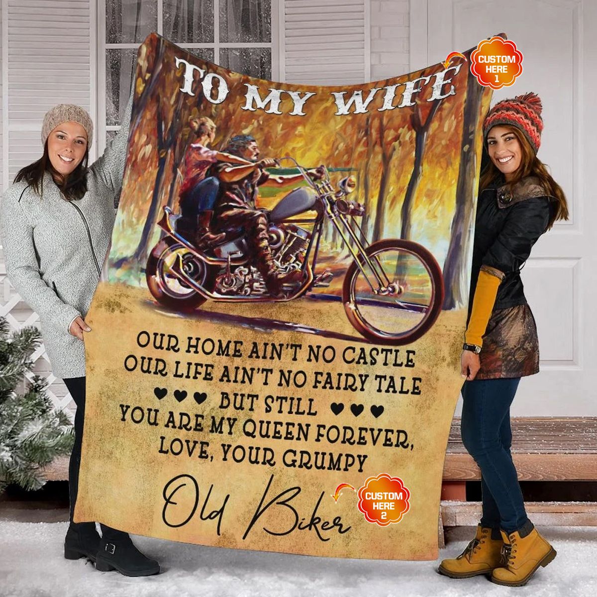 Personalized Gift For Wife Biker Fleece Blanket You Are My Queen