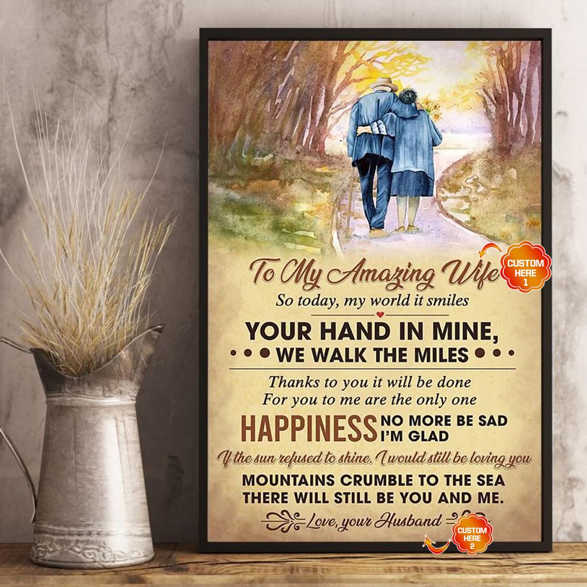 Personalized Gift For Wife Vertical Poster Today My World Is Smile