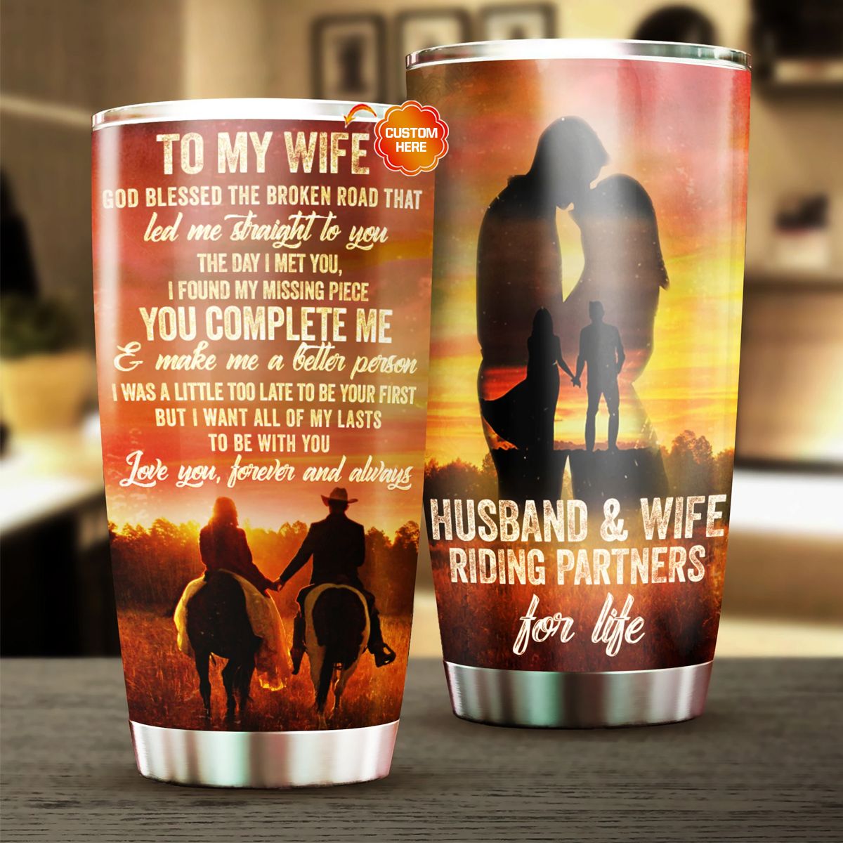 Personalized Gift To Couple Tumbler God Blessed The Broken Road That Led Me Straight To You