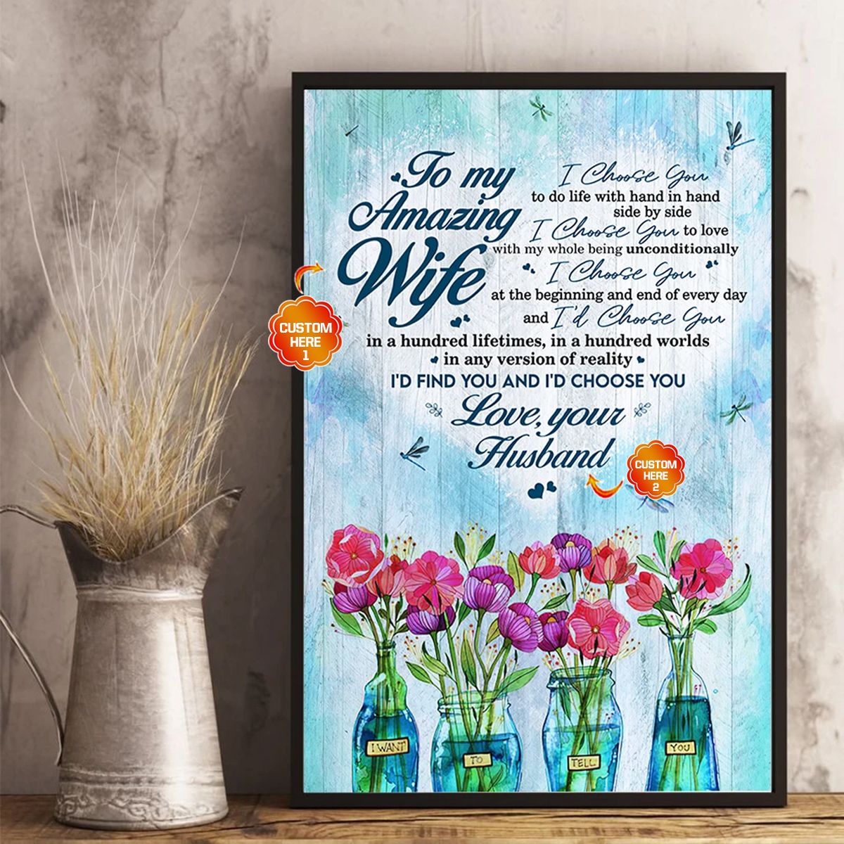 Personalized Gift For Wife Side By Side Poster  I Choose You Hand In Hand