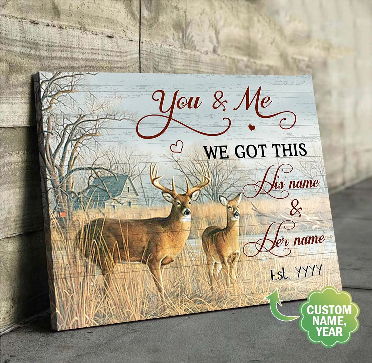 Personalized Valentine Day Gifts For Couple Deer Love Canvas You And Me We Got This PAN