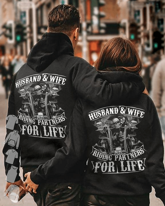 Couple Hoodie Husband And Wife Riding Partners For Life PAN2HD0017
