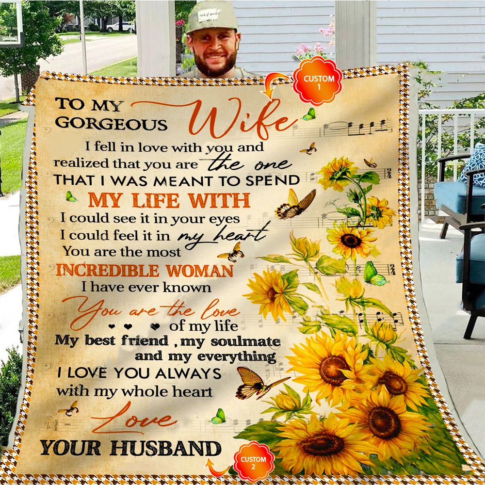 Personalized Gift For Wife Sunflower Fleece Blanket You Are The Love Of My Life