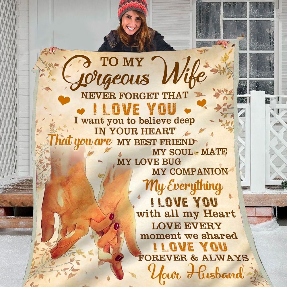 Personalized Gift For Wife Fleece Blanket Never Forget I Love You Hand In Hand