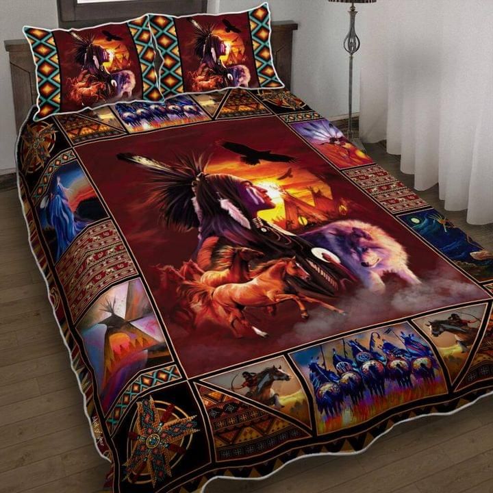 Native American Inspired Horse Wolf Hunting Bedding Sets