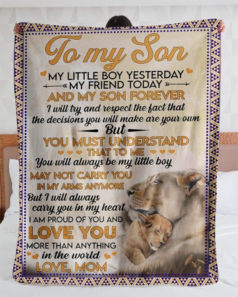 To My Son Love You My Litle Boy Yesterday Love Mom Lion Fleece Blanket