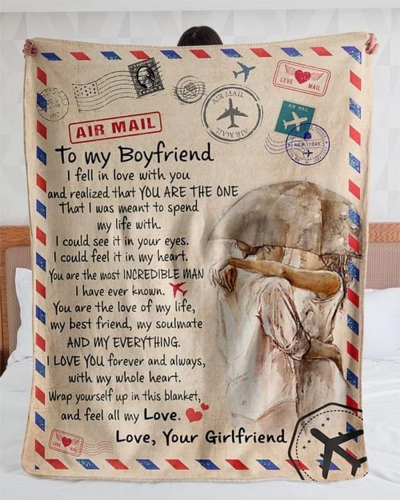 To My Boyfriend I Fell In Love With You The One Girlfriend Air Mail Fleece Blanket