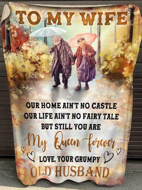 To My Wife My Queen Forever Old Husband Couple Fleece Blanket